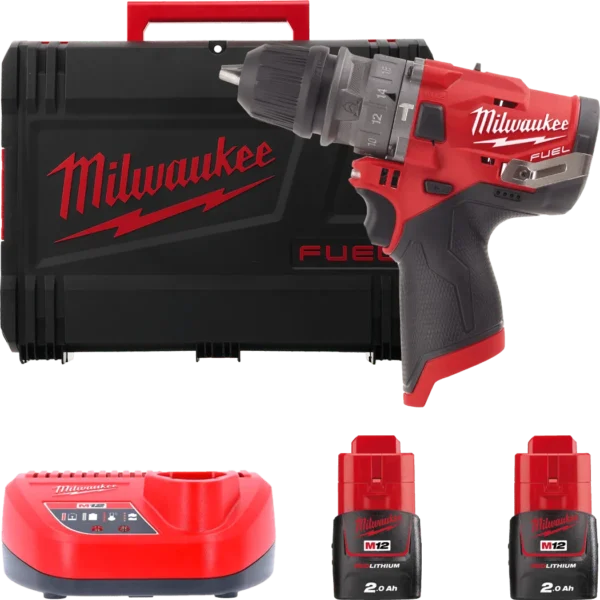 Дриль-шуруповерт з ударом акумуляторний безщітковий MILWAUKEE, M12 FPDX-202X, 37Нм (зарядний пристрій С12 С, 2 акумулятори М12 В