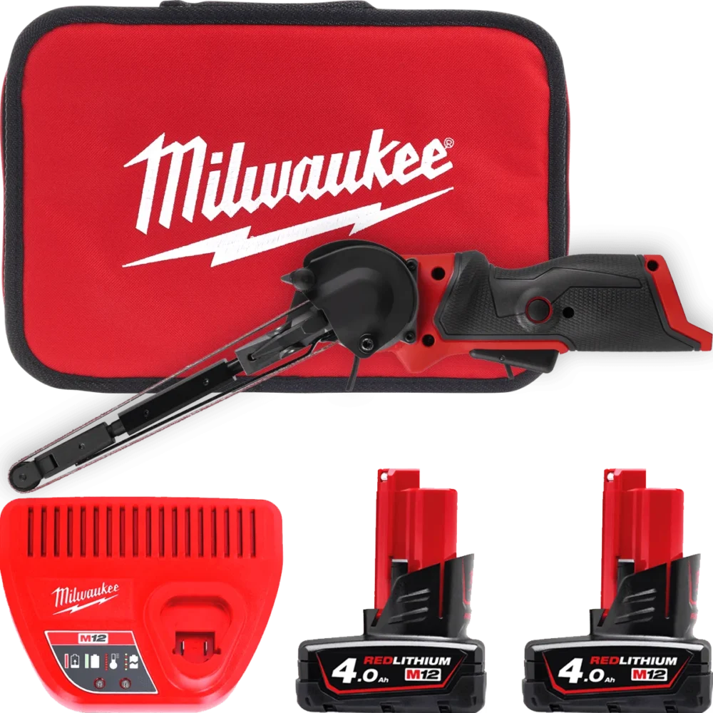 Шліфмашина стрічкова акумуляторна безщіткова MILWAUKEE, M12 FBFL13-402B, 13мм (зарядний пристрій С12 С, 2 акумулятори М12 В4 4Аг