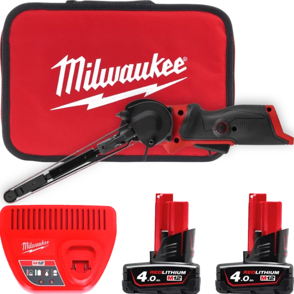 Шліфмашина стрічкова акумуляторна безщіткова MILWAUKEE, M12 FBFL13-402B, 13мм (зарядний пристрій С12 С, 2 акумулятори М12 В4 4Аг