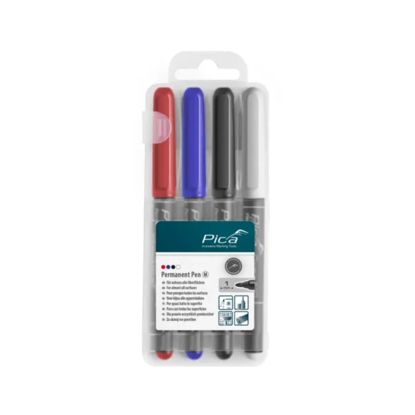 Набір перманентних маркерів PICA 534/04 Classic Permanent Pen (червоний/синій/чорний/білий), 4шт