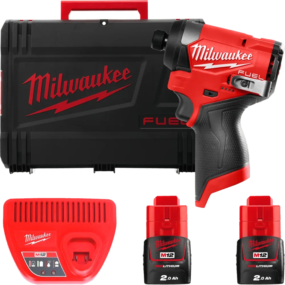 Шуруповерт ударний акумуляторний безщітковий 1/4'' HEX MILWAUKEE, M12 FID2-202Х, 170Нм (зарядний пристрій С12 С, 2 акумулятори М