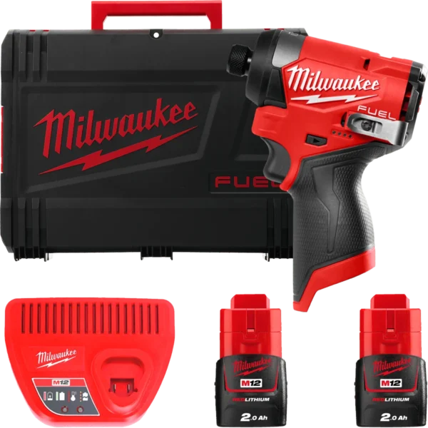 Шуруповерт ударний акумуляторний безщітковий 1/4” HEX MILWAUKEE, M12 FID2-202Х, 170Нм (зарядний пристрій С12 С, 2 акумулятори М