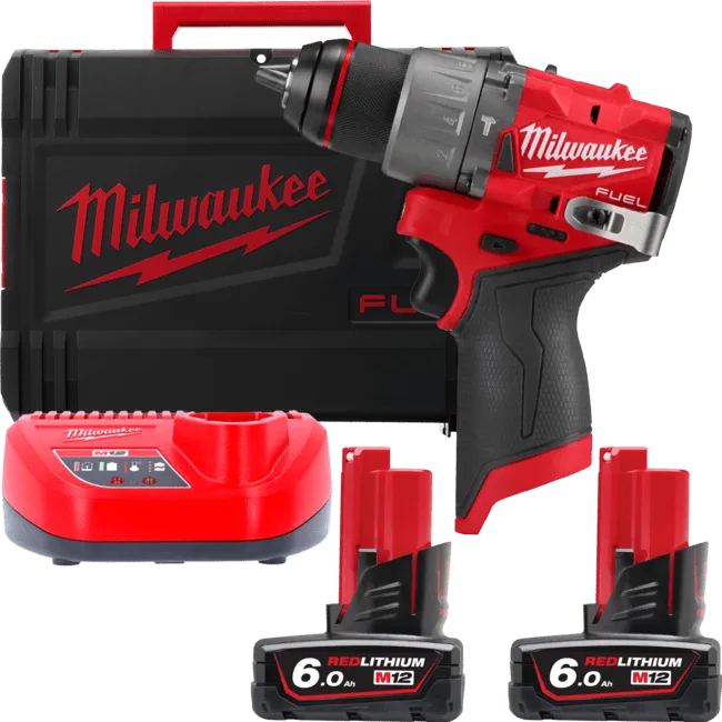 Дриль-шуруповерт з ударом акумуляторний безщітковий MILWAUKEE, M12 FPD2-602X, 45Нм (зарядний пристрій С12 С, 2 акумулятори М12 В