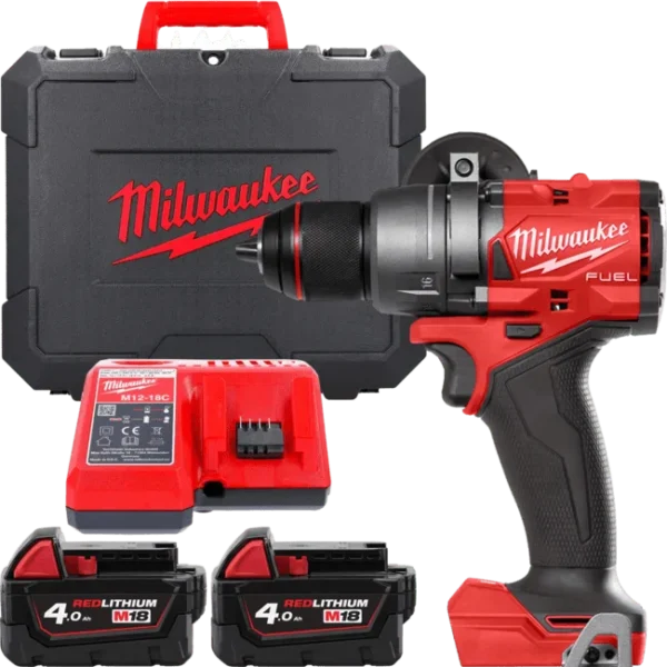 Дриль-шуруповерт акумуляторний безщітковий MILWAUKEE, M18 FDD3-402C, 158Нм (зарядний пристрій М12-18 С, 2 акумулятори М18 В4 4Аг