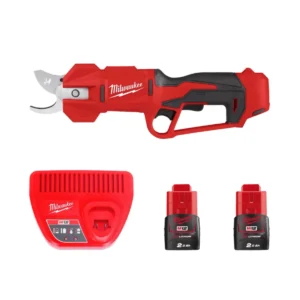 Ножиці садові - секатор акумуляторний MILWAUKEE, M12 BLPRS-202 (зарядний пристрій С12 С, 2 акумулятори М12 В2 2Аг, ремінець на з