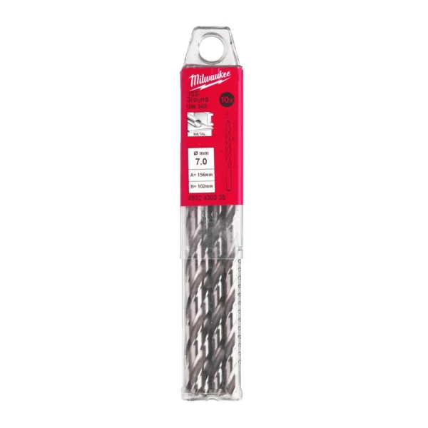 Свердло по металу HSS-G MILWAUKEE DIN340, діаметр 7,0×157х102мм, подовжене, (10шт), пластикова коробка