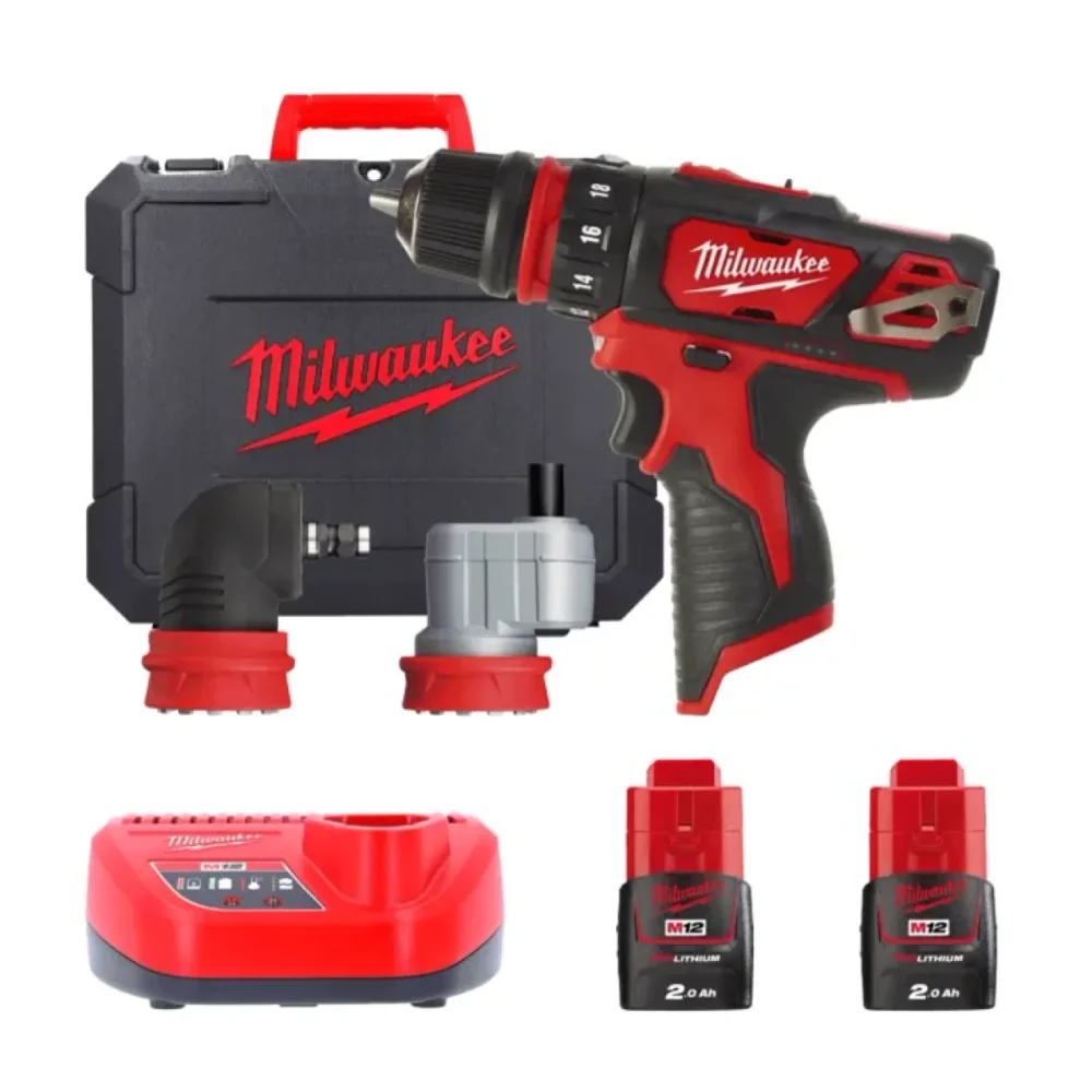 Дриль-шуруповерт акумуляторний MILWAUKEE, M12 BDDXKIT-202C, 32Нм (зарядний пристрій С12 С, 2 акумулятори М12 В2 2Аг, 3 насадки,