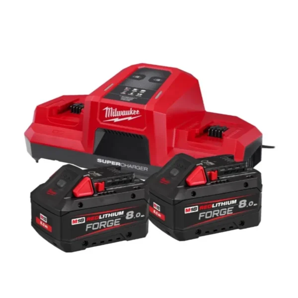 Енергокомплект Li-Ion MILWAUKEE, M18 FORGENRG-802 DBSC (зарядний пристрій M18 DBSC, 2 акумулятори М18 FB8 8Аг, картонне пакуванн