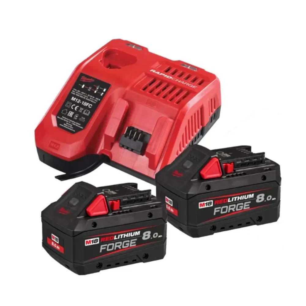 Енергокомплект Li-Ion MILWAUKEE, M18 FORGENRG-802 (зарядний пристрій M12-18 FC, 2 акумулятори М18 FВ8 8Аг, картонне пакування)