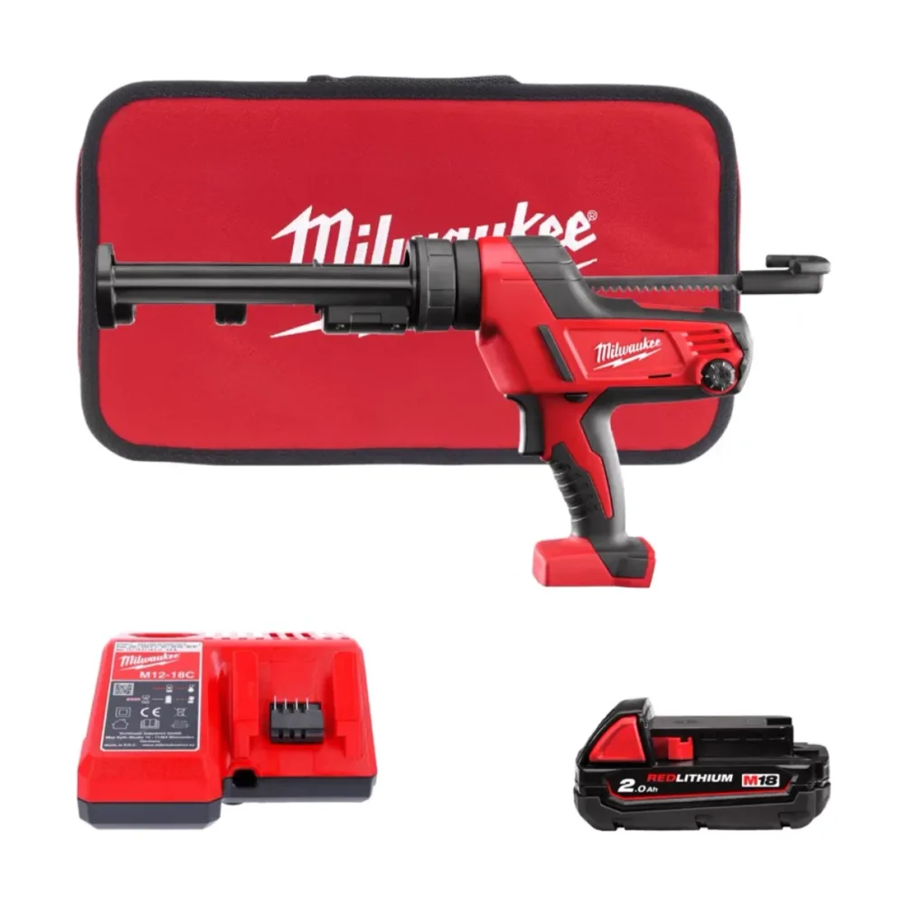 Пістолет для герметиків акумуляторний MILWAUKEE, C18 PCG/310C-201В, 310мл (зарядний пристрій М12-18 С, 1 акумулятор М18 В2 2Аг,