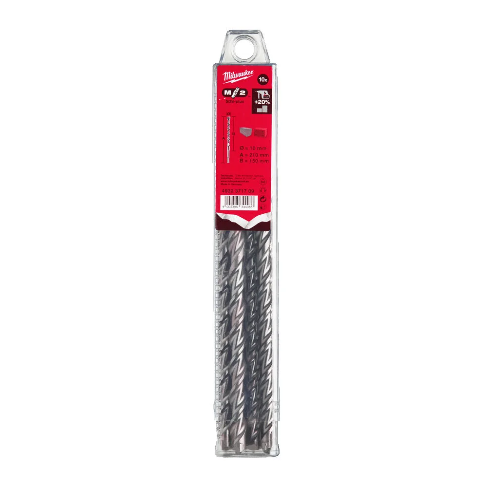 Бур SDS-PLUS M2 MILWAUKEE, діаметр 12,0х210х160мм, (10шт), пластикова коробка