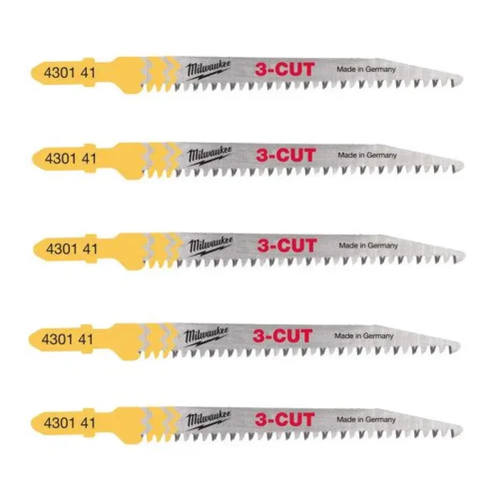 Полотна для лобзиків T234X 3CUT MILWAUKEE, 91х2,5 мм , (5шт), (деревина, чистий різ)