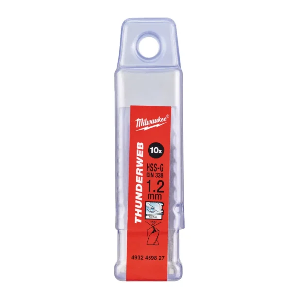 Свердло по металу THUNDERWEB HSS-G MILWAUKEE DIN338, діаметр 1,2х38х16мм, (10шт), пластикова коробка