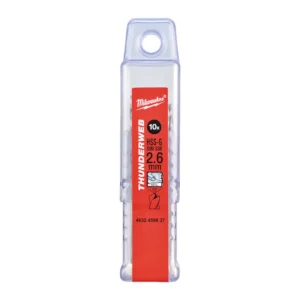 Свердло по металу THUNDERWEB HSS-G MILWAUKEE DIN338, діаметр 2,6х57х30мм, (10шт), пластикова коробка