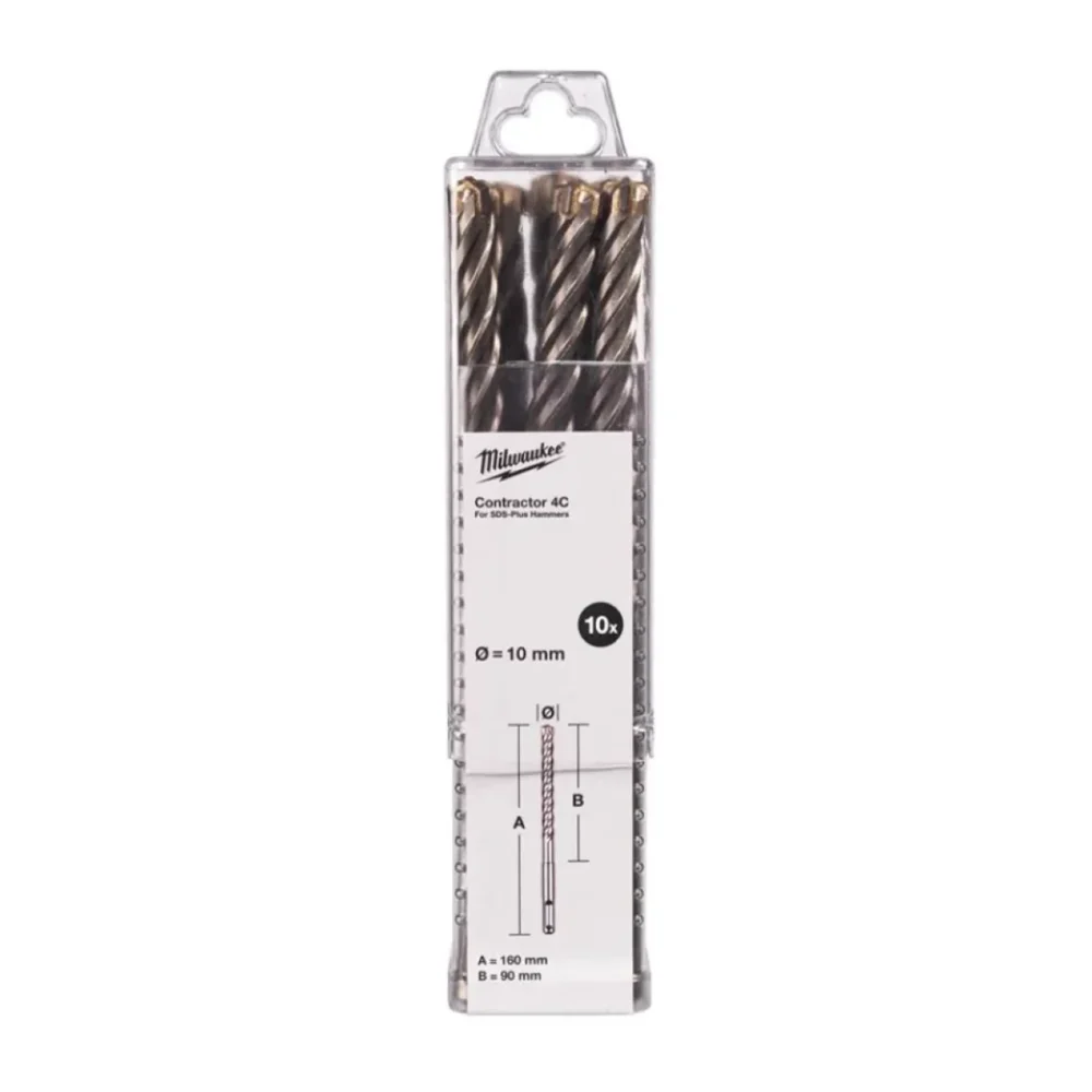 Бур SDS-PLUS 4C Contractor MILWAUKEE, діаметр 10х160х90мм, (10шт)