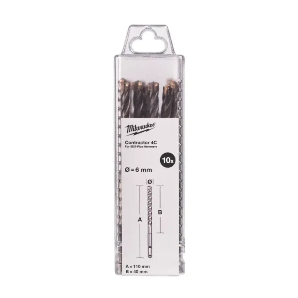 Бур SDS-PLUS 4C Contractor MILWAUKEE, діаметр 6х110х40мм, (10шт)