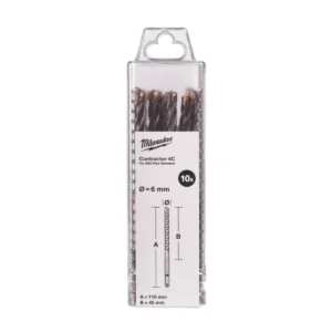Бур SDS-PLUS 4C Contractor MILWAUKEE, діаметр 6х110х40мм, (10шт)