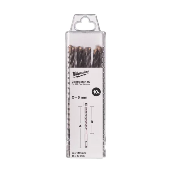 Бур SDS-PLUS 4C Contractor MILWAUKEE, діаметр 6х110х40мм, (10шт)