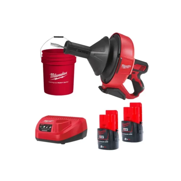 Машина прочистна акумуляторна MILWAUKEE, M12 BDC6-202C, трос 6м (зарядний пристрій С12 С , 2 акумулятори М12 В2 2Аг, відро, карт