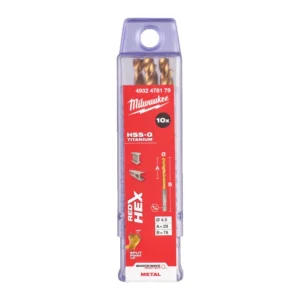 Свердло по металу RedHEX SHOCKWAVE HSS-TiN MILWAUKEE, діаметр 4,5х76х29мм, (10шт), пластикова коробка