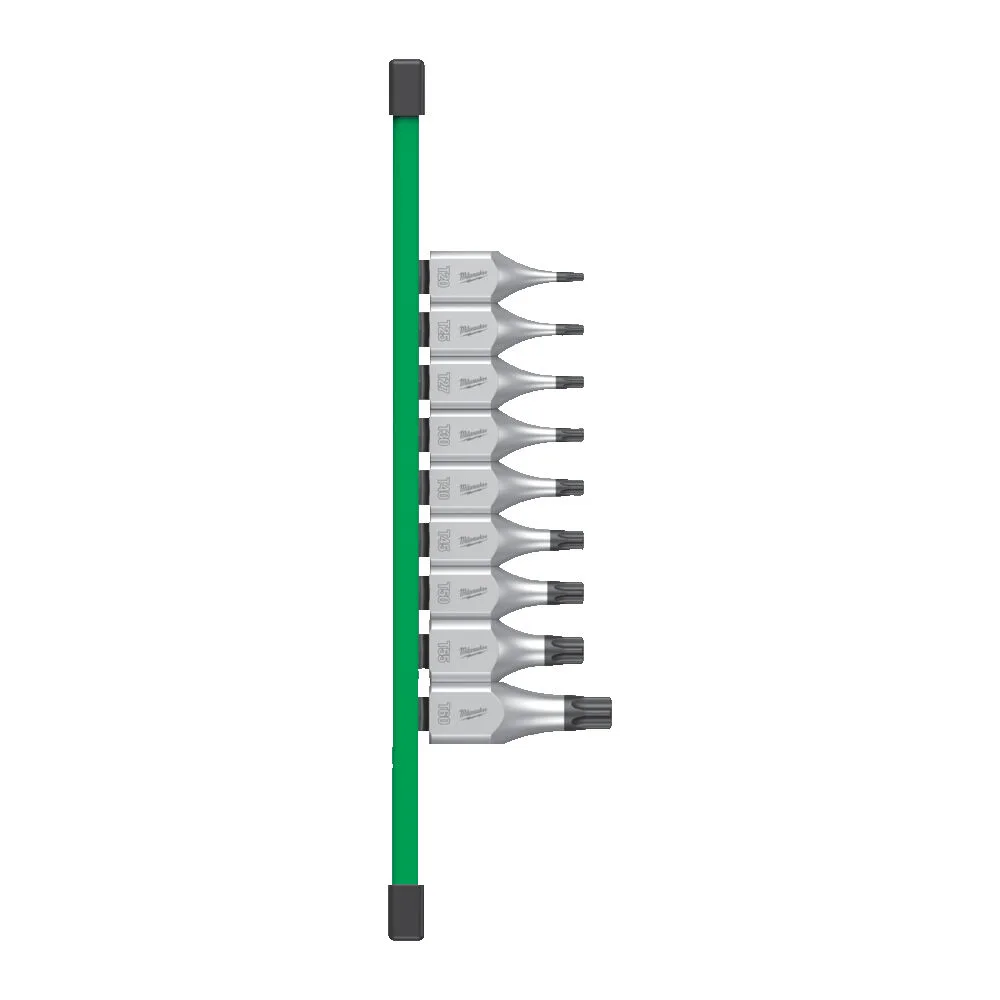 Набір головок торцевих хромованих 1/2'' MILWAUKEE з бітами TORX (Т20-Т60) на планці (9шт)