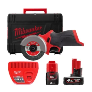 Шліфмашина універсальна відрізна акумуляторна безщіткова MILWAUKEE, M12 FCOT-422X, діаметр 76мм (зарядний пристрій С12 С, 1хМ12