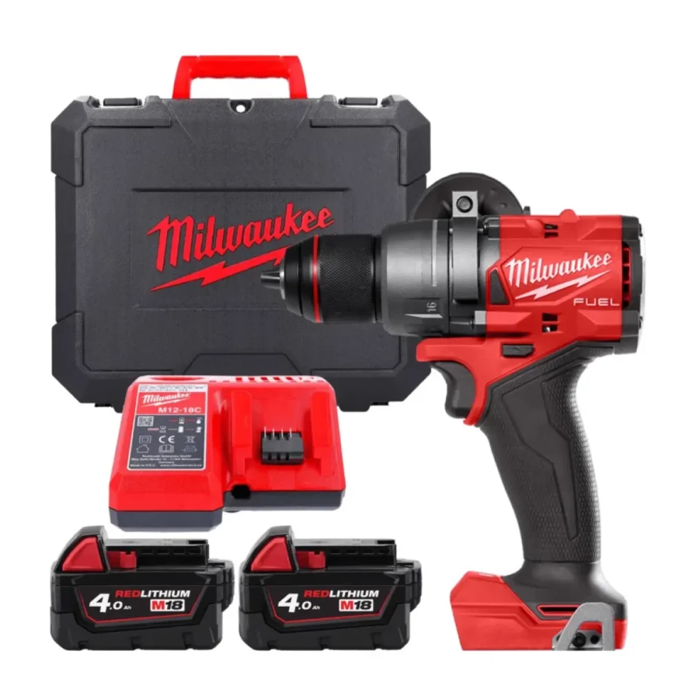 Дриль-шуруповерт з ударом акумуляторний безщітковий MILWAUKEE, M18 FPD3-402С, 158Нм (зарядний пристрій М12-18 С, 2 акумулятори М
