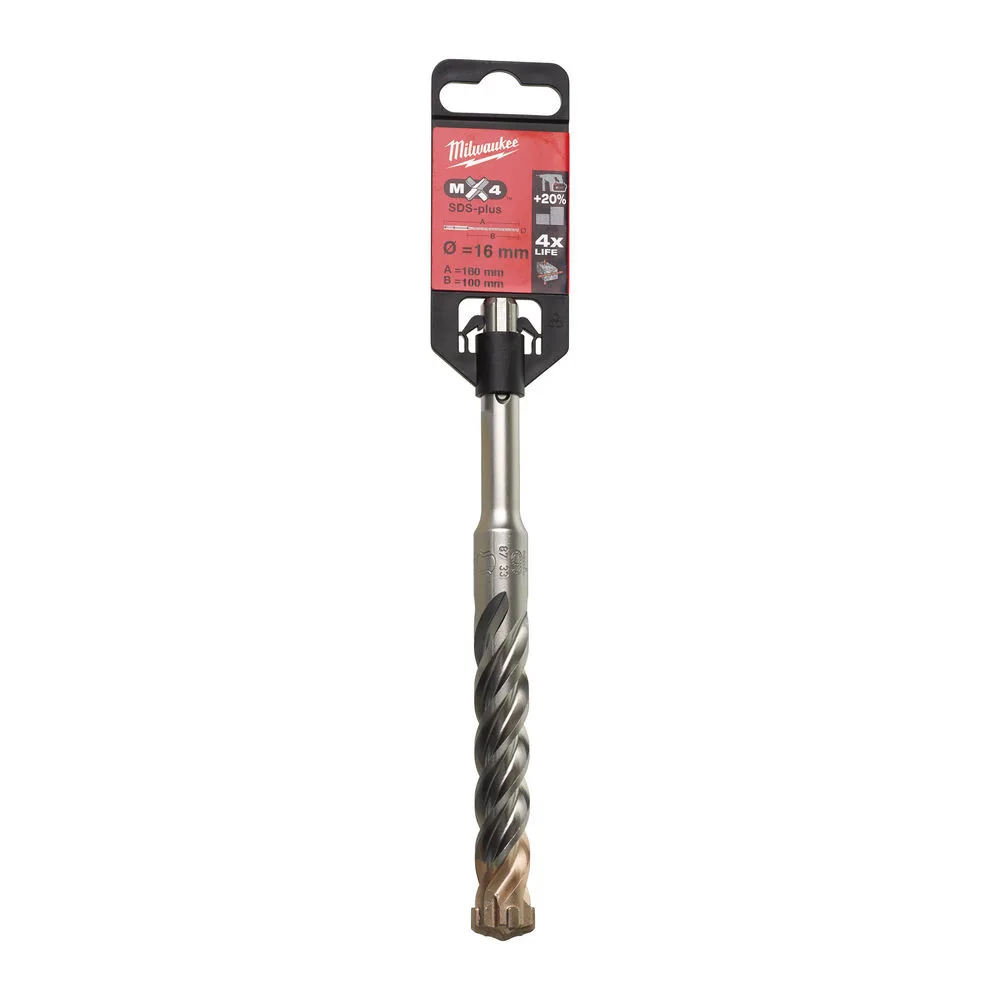 Бур SDS-PLUS MX4 MILWAUKEE, діаметр 16,0х160х100мм