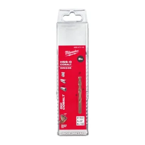 Свердло по металу HSS-Co MILWAUKEE DIN338, діаметр 10,2х133х87мм, (5шт), пластикова коробка