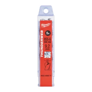 Свердло по металу THUNDERWEB HSS-G MILWAUKEE DIN338, діаметр 9,2х125х81мм, (5шт), пластикова коробка