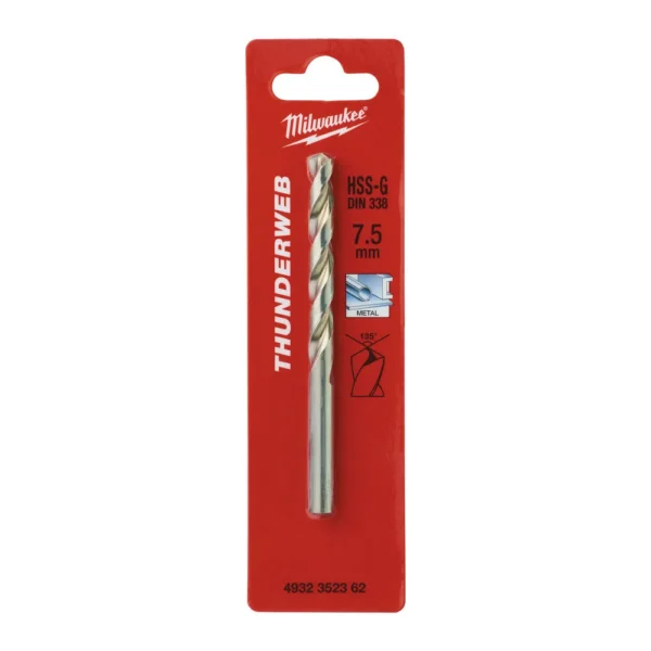 Свердло по металу THUNDERWEB HSS-G MILWAUKEE DIN338, діаметр 7,5×109х69мм
