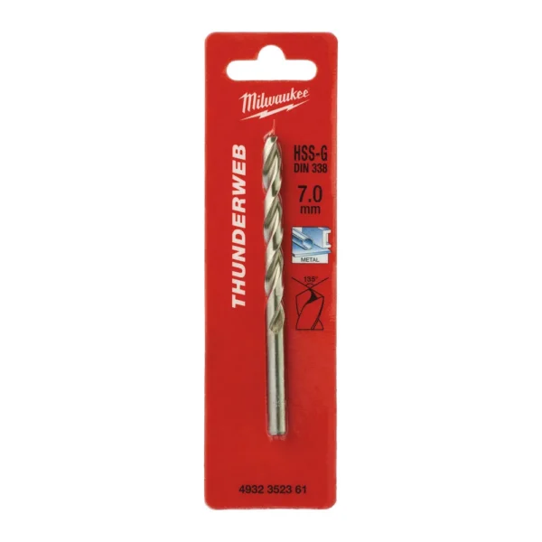 Свердло по металу THUNDERWEB HSS-G MILWAUKEE DIN338, діаметр 7,0×109х69мм