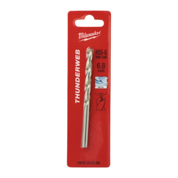 Свердло по металу THUNDERWEB HSS-G MILWAUKEE DIN338, діаметр 6,8×109х69мм
