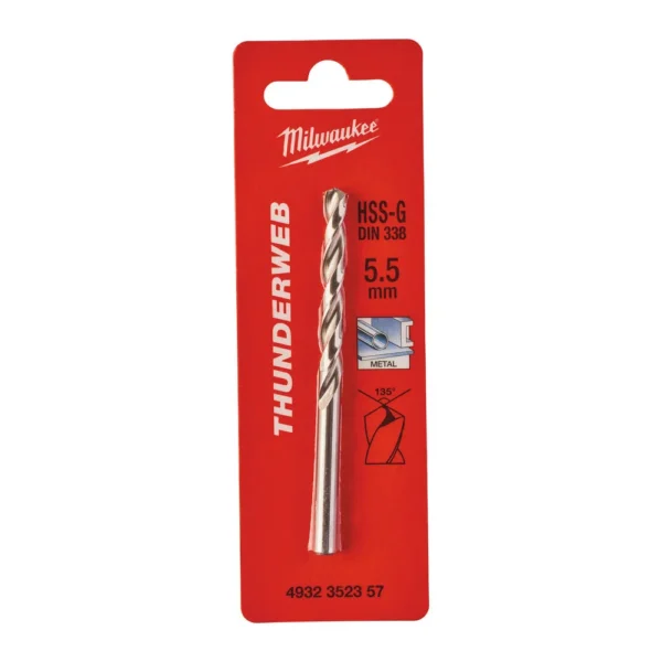 Свердло по металу THUNDERWEB HSS-G MILWAUKEE DIN338, діаметр 5,5×93х57мм