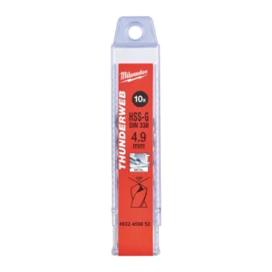 Свердло по металу THUNDERWEB HSS-G MILWAUKEE DIN338, діаметр 4,9х86х52мм, (10шт), пластикова коробка