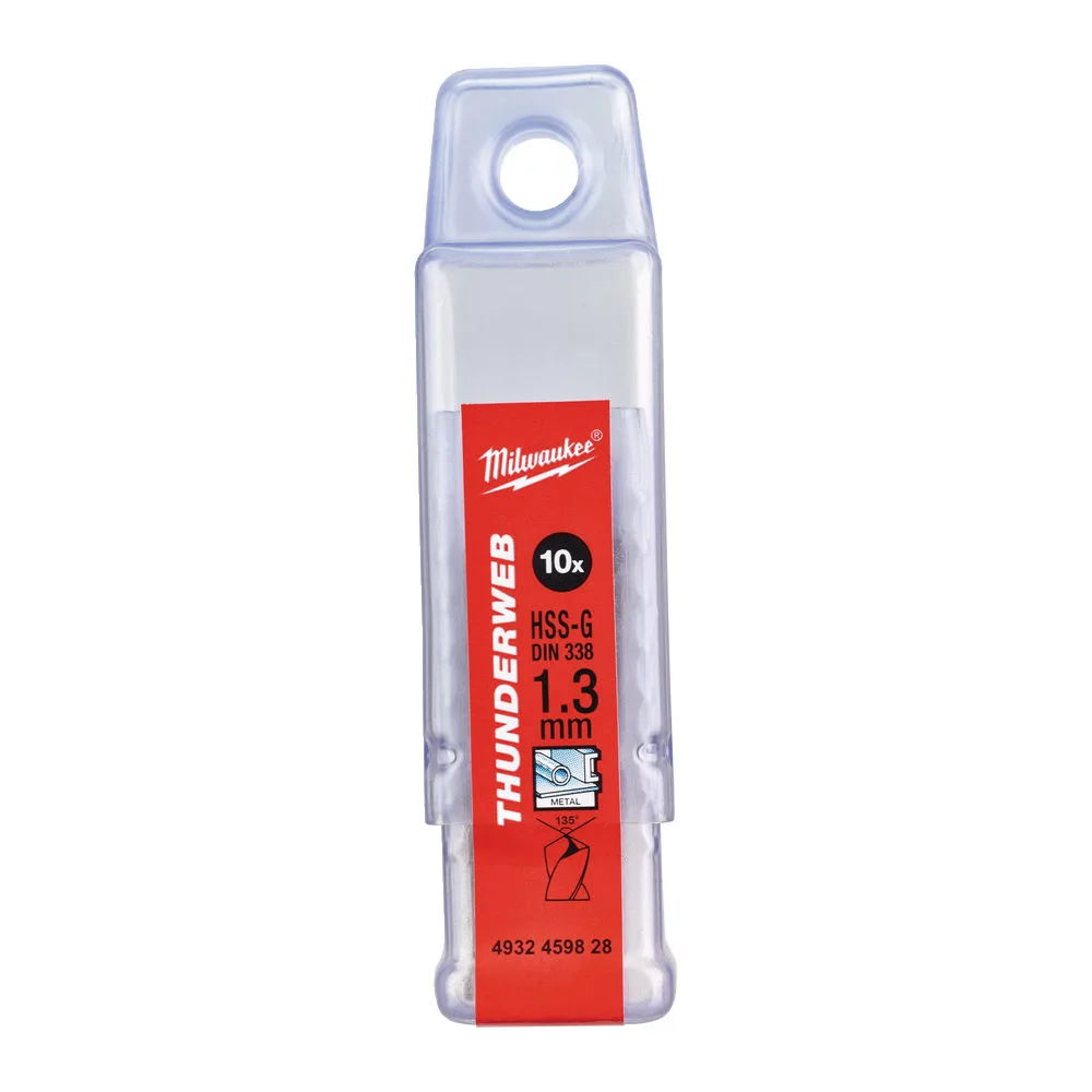 Свердло по металу THUNDERWEB HSS-G MILWAUKEE DIN338, діаметр 1,3х38х16мм, (10шт), пластикова коробка
