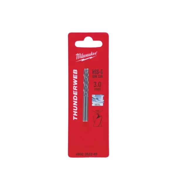 Свердло по металу THUNDERWEB HSS-G MILWAUKEE DIN338, діаметр 3,0×61х33мм, (2шт)