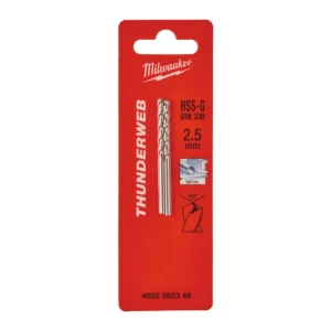 Свердло по металу THUNDERWEB HSS-G MILWAUKEE DIN338, діаметр 2,5x57х30мм, (2шт)