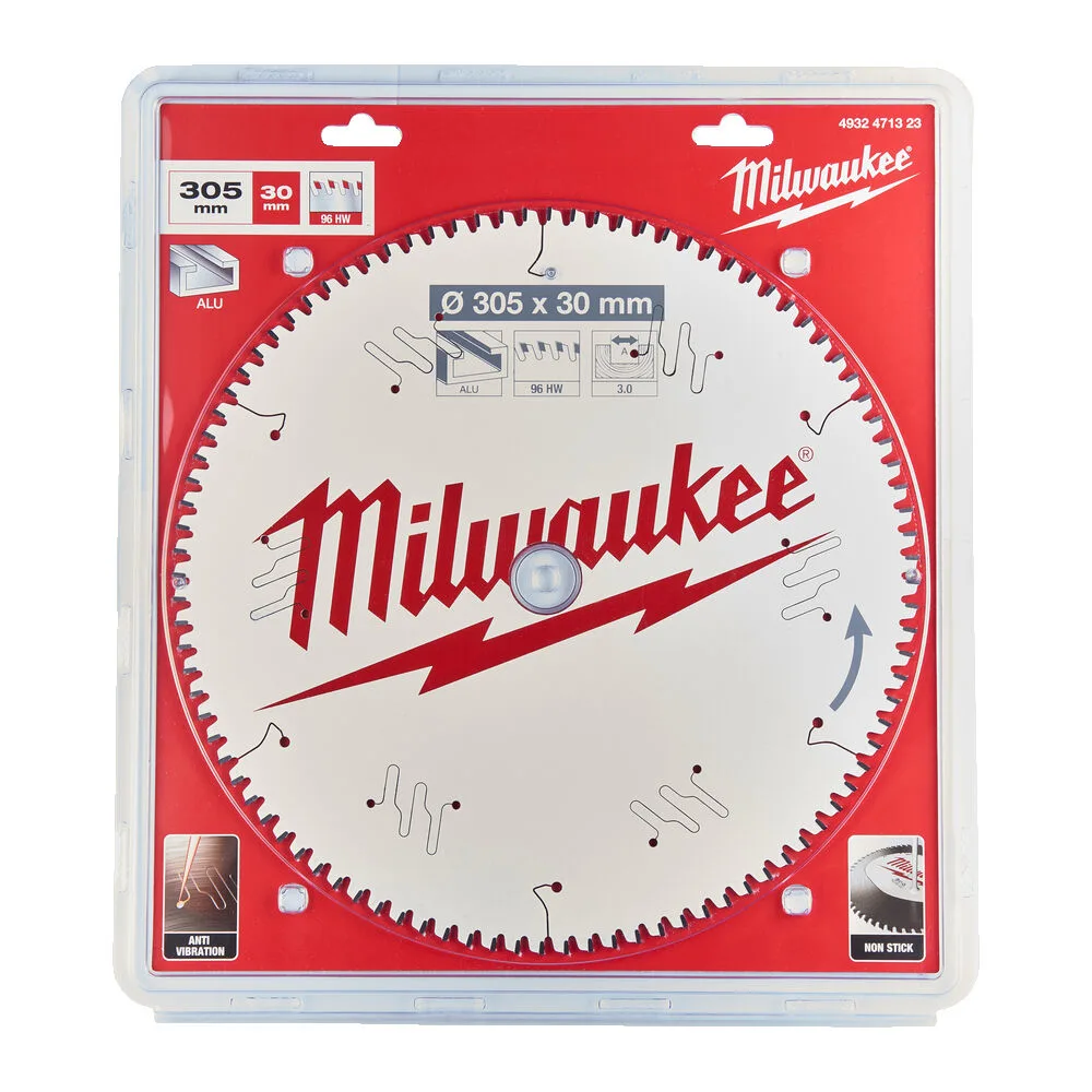Диск пиляльний по алюмінію Alu PFTE MILWAUKEE, діаметр 305х30х3,0мм, 96 зуб.