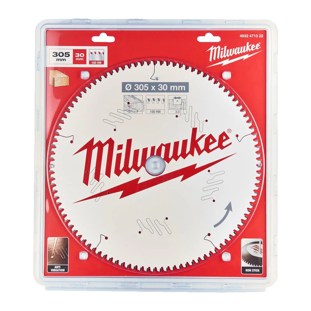 Диск пиляльний по дереву для торцювальних пил PFTE MILWAUKEE, діаметр 305х30х3,0мм, 100 зуб.