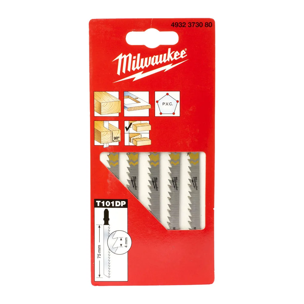 Полотна для лобзиків T101DP MILWAUKEE, 75х4,0мм, (5шт), (деревина, прямий різ)