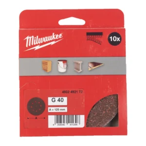 Папір шліфувальний MILWAUKEE діаметр 125/8 HL, зерно 40, (10шт)