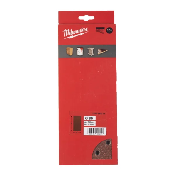 Папір шліфувальний MILWAUKEE, 115×230мм HL, зерно 60, (10шт)