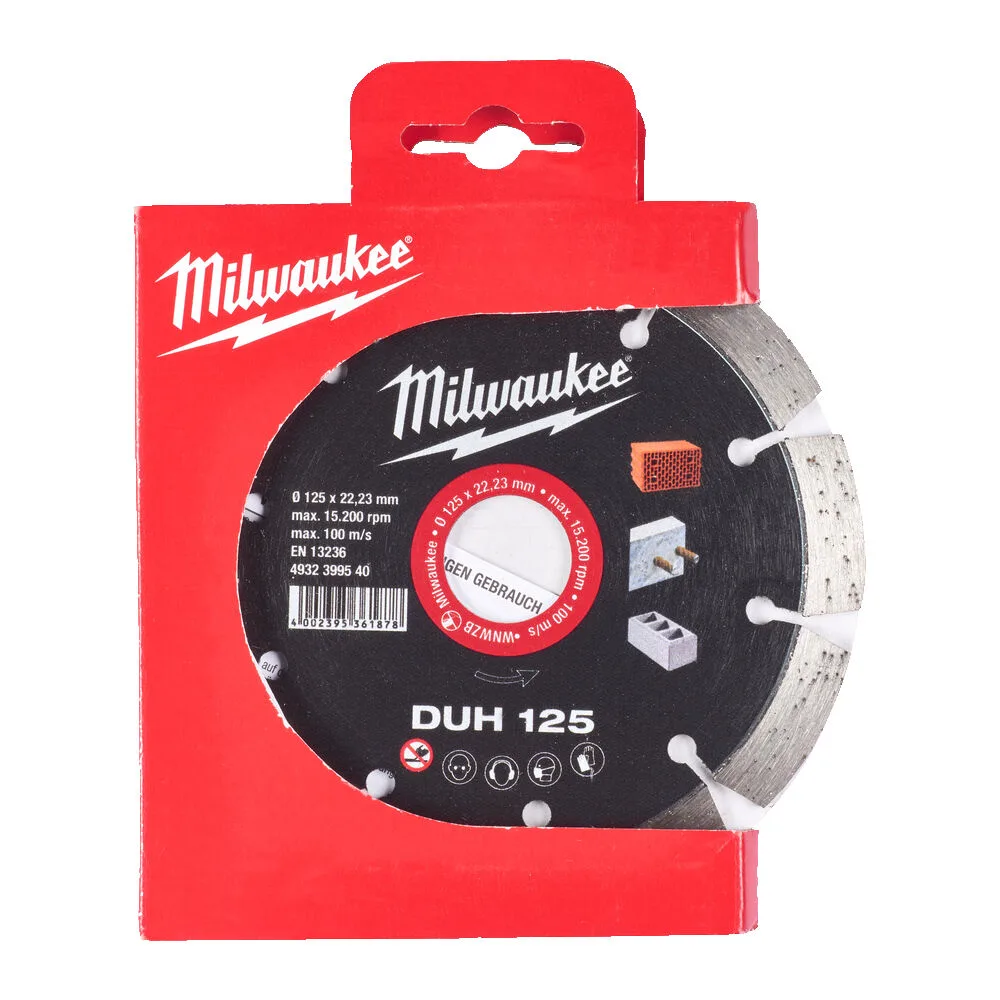 Диск алмазний MILWAUKEE DUH 125, діаметр 125мм (залізобетон, цегла)