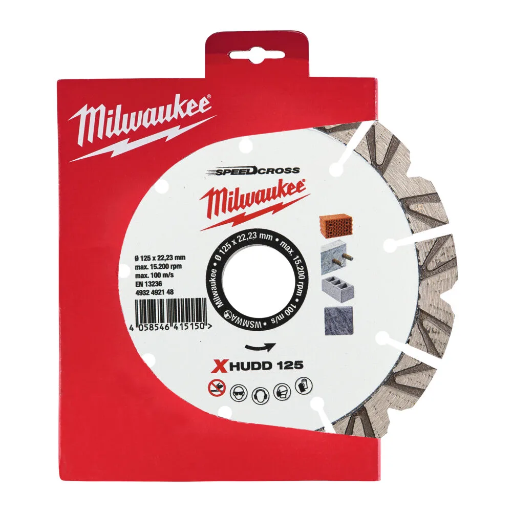 Диск алмазний Speedcross MILWAUKEE XHUDD 125, діаметр 125мм (залізобетон, граніт, цегла)