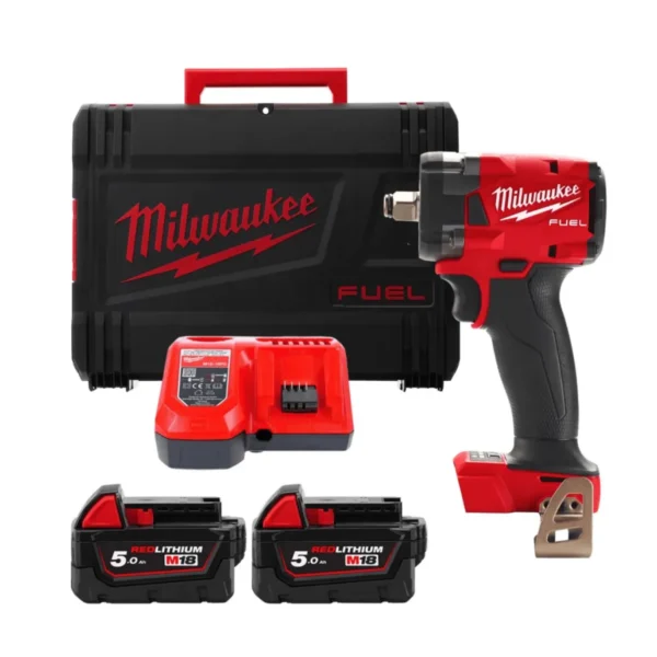 Гайковерт акумуляторний безщітковий 1/2” MILWAUKEE, M18 FIW2F12-502Х, 339Нм, з кільцем (зарядний пристрій M12-18 FC, 2 акумулят