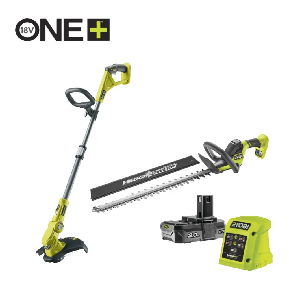Комбінований садовий комплект RYOBI RY18LT18HTA-120 18V ONE+ (1x бездротовий триммер для трави 30 см, 1x бездротовий триммер для