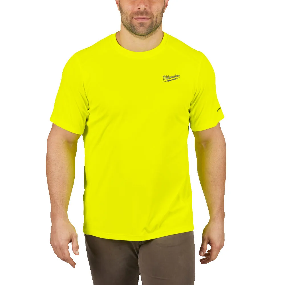 Футболка MILWAUKEE, WWSSYL-L дихаюча з коротким рукавом, жовта Hi-Vis, (розмір L)