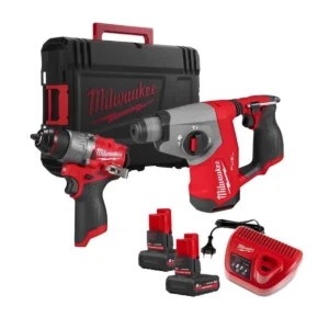 Набір з 2х інструментів безщіткових акумуляторних MILWAUKEE, M12 FPP2BG2-502X (зарядний пристрій С12, 2 акумулятори M12 НB5 5Ач,