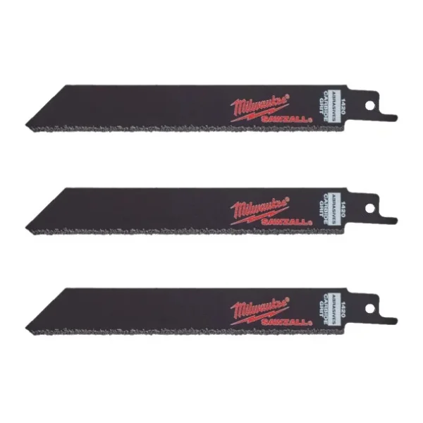 Полотно для шабельних пил Carbide Grit MILWAUKEE, 150мм, (3шт) (чавун, абразивні матеріали, фіберглас)